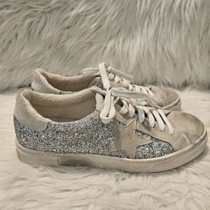 Steven By Steve Madden Rubie Silver Glitter Womens Sneakers